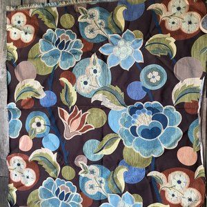 1 Yd Upholstery Fabric Mid Century Floral Brown